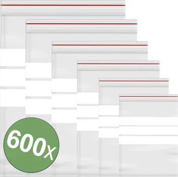 Obal pro sběratelský předmět uzavíratelný sáček s popisnými štítky transparentní polyetylén 600 ks