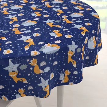 ubrus Dětský bavlněný kulatý ubrus Sandra SA-281 Lišky na večerní obloze Ø 110 cm
