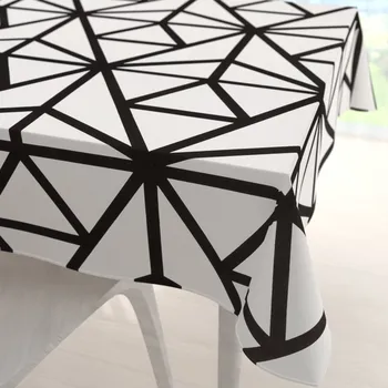 ubrus Bavlněný čtvercový ubrus Sandra SA-577 Černé geometrické vzory na bílém 40x40 cm