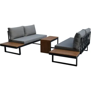 Jídelní set Zahradní set YORZORMOR, šedá barva, polywood světle hnědá barva + vyzvednutí ZDARMA