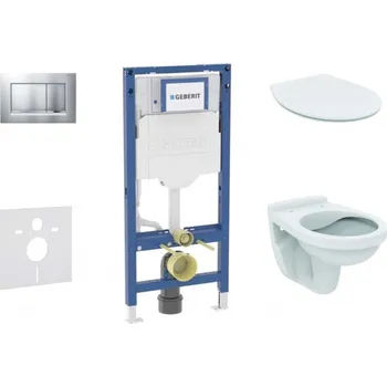 GEBERIT - Duofix Set předstěnové instalace, klozetu Alpha a sedátka softclose, tlačítko Sigma30, matný chrom/chrom SANI11CD2106