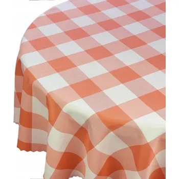 ubrus Ubrus Odolný Skvrnám Dekorativní Alice Kostkovaný Oranžový Kulatý prům. 130 cm