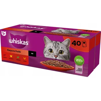 Krmivo pro kočku WHISKAS mokré krmivo pro kočky hovězí kuřecí jehněčí drůbeží v omáčce 40x85 g