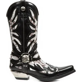 Pánská zimní obuv boty kožené dámské - PITON BLANCO NEGR WEST - NEW ROCK - M.7991-S3