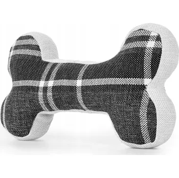 Hračka pro psa Plyšová Hračka pro psa Happet - Látková kost Happet, šedá kostkovaná, velikost M