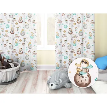 ubrus Dětský bavlněný závěs Sandra SA-561 Malý princ na bílém 150x140 cm