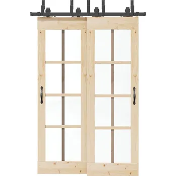 Tesařské kování vidaXL Sada příslušenství pro posuvné dveře 152,5 cm ocelová černá [3295731]