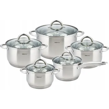 Hrnec KOMPLET SADA HRNCŮ 10 DÍLNÁ HRNCE POKLICE SKLENĚNÉ RENDLÍK OCELOVÉ
