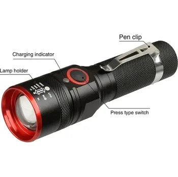 Svítilna 2000LM CREE Q5 LED Zoomable Flashlight 18650 Torch Focus Lamp Light Litwod