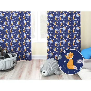 ubrus Dětský bavlněný závěs Sandra SA-281 Lišky na večerní obloze 150x160 cm