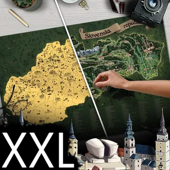 Stírací mapa Slovenska DELUXE - XXL