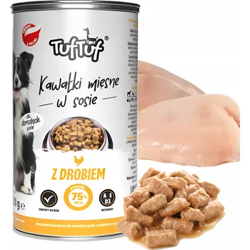 Krmivo pro kočku KRMIVO MOKRÁ PRO PSA 75 % MASA KOUSKY V OMÁČCE S DRŮBEŽÍ TUF TUF 1,25 kg
