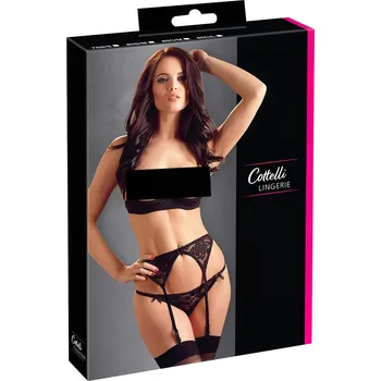 Dámské erotické prádlo Cottelli - Erotické trio (černé) - 85C/L