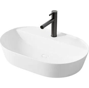 Umyvadlo na desku oválné Rebiko 60 cm bílé