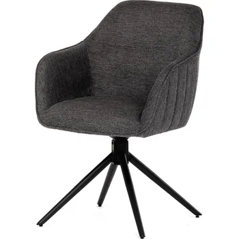 Jídelní židle Jídelní a konferenční židle FENWELJOR, tmavě šedá látka, černý kov + vyzvednutí ZDARMA