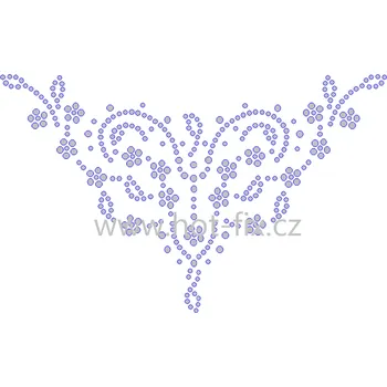 OV038 - výstřih nažehlovací hot-fix kamínková aplikace na textil, rozměry cca 22,4x13,9cm barva: kameny barva 201 AB Crystal /stříbrná s duhovým efektem