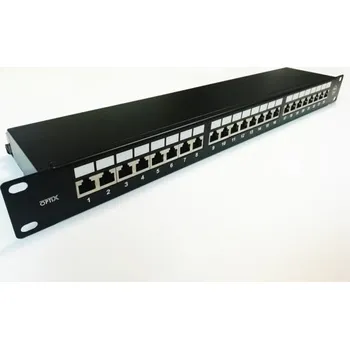 Rozvaděč OEM Patch panel 24p.Cat6A STP 1U osazený černý 4043