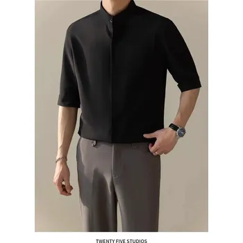 Pánská košile Pánská letní košile s krátkým rukávem Barva: Černá, Velikost: 2XL