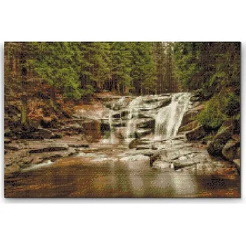 Diamantové malování Painting Queens Diamantové malování Krkonoše Mumlavský vodopád, 80 × 120 cm, s rámem, hranaté