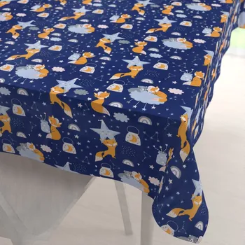 ubrus Dětský bavlněný obdélníkový ubrus Sandra SA-281 Lišky na večerní obloze 50x100 cm