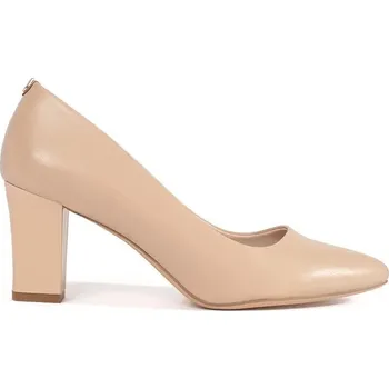 Dámské lodičky Sergio Leone Pěkné béžové lodičky dámské na širokém podpatku 39