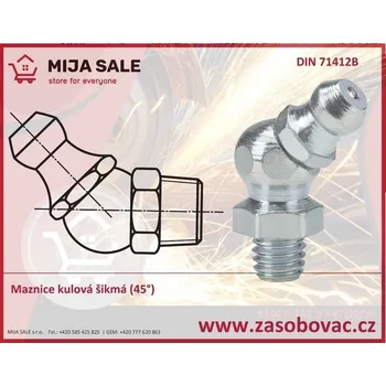 R 1/8" H2 - ocel - zinek bílý - Maznice kulová šikmá (45°) s metrickým závitem