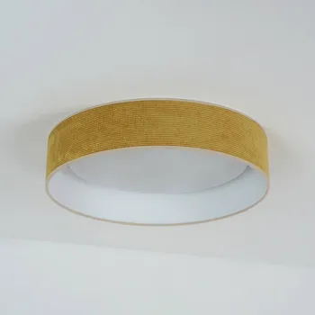 Duolla Stropní svítidlo LED Plafond, hořčicově žlutá, tkanina, Ø 45 cm, 3-stupňové hořčicově žlutá, bílá LED 24 W celkem - Doprava zdarma