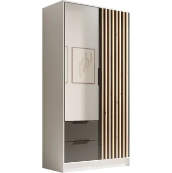 Šatní skříň ADRK Šatní zrcadlová skříň NERI WB, černá/bílá Šířka (cm): 100