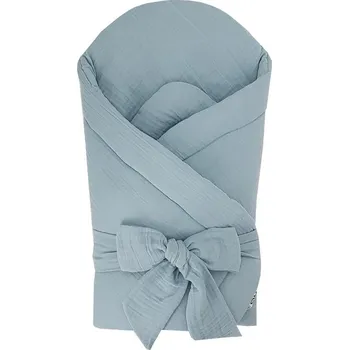 Zavinovačka EKO Zavinovačka mušelínová s kokosovou vyjímatelnou vložkou a mašlí Blue 75x75 cm