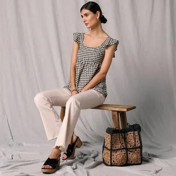 Dámské džíny Bootcut džíny s třepením a vysokým pasem béžová 52