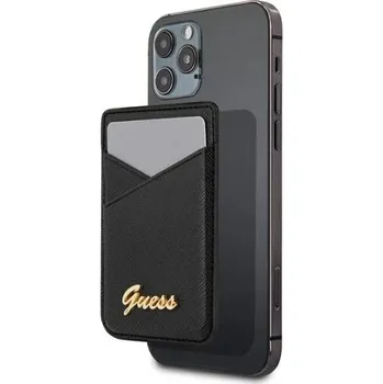 Pouzdro na mobilní telefon Guess Saffiano Cardslot Metal Logo černá
