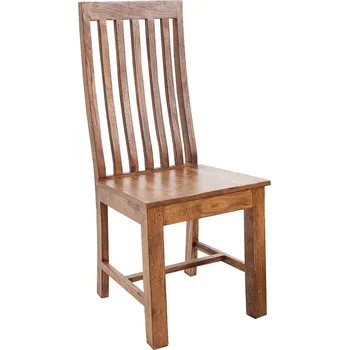 Jídelní židle Designová masivní jídelní židle Makassar z hnědého sheeshamového dřeva s vertikální výplní opěrky 100 cm