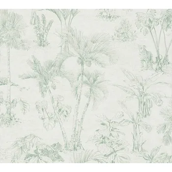 Tapeta A.S. Création | Vliesová tapeta na zeď Cuba 38021-2 | 0,53 x 10,05 m | zelená, šedá + Zelená, šedá vliesová tapeta na stěnu 380212 v rozměru 0,53 x 10,05 m