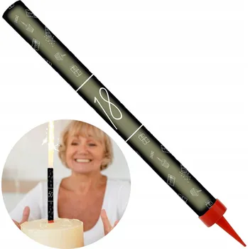 Dortová svíčka DORTOVÁ FONTÁNA K NAROZENINÁM - Libovolné Číslo - Černá - 1, 18, 30 - 18 cm