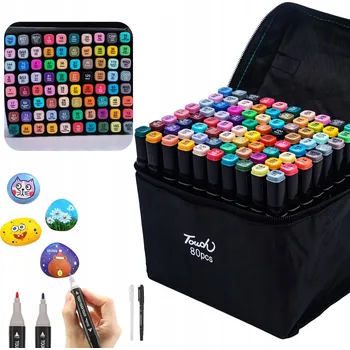 LIHOVÉ FIXY FIXY POPISOVAČE OBOUSTRANNÉ PLOCHÉ FIXY , SADA, TAŠKA, 80 KS