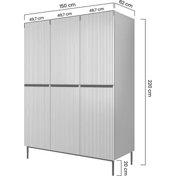 Šatní skříň BOGART. Šatní skříň Nicole 150 cm - bílá matná / zlaté nohy