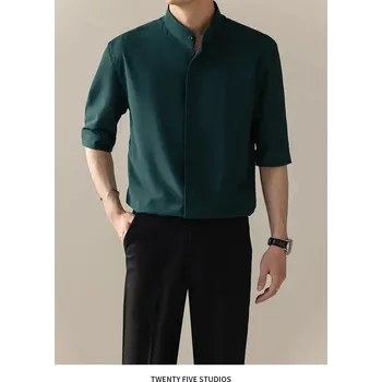 Pánská letní košile s krátkým rukávem Barva: Zelená, Velikost: M