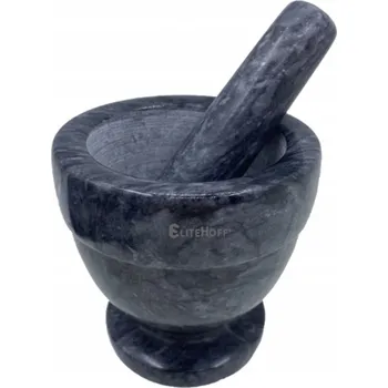 Hmoždíř MARMOROVÝ HMOŽDÍŘ S TĚRKOU KUCHYŇSKÝ ROZDRTIDLO KAMENNÝ 12cm MASIVNÍ NA BYLINKY