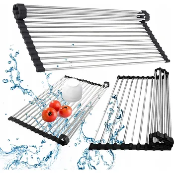 Odkapávač na nádobí STONESTYLE Srolovací odkapávač do kuchyňského dřezu - 41 cm, Černý