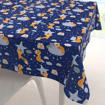 ubrus Dětský bavlněný čtvercový ubrus Sandra SA-281 Lišky na večerní obloze 40x40 cm