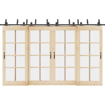 Tesařské kování vidaXL Sada příslušenství pro posuvné dveře 366 cm ocelová černá [3295749]