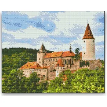 Diamantové malování Painting Queens Diamantové malování Hrad Křivoklát, 30 × 40 cm, s rámem, hranaté