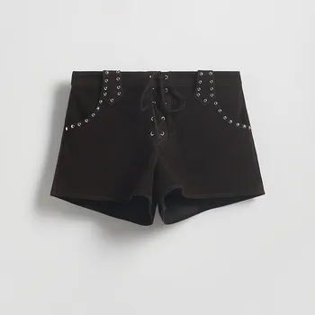 Dámské kraťasy Reserved - Kraťasy z umělého semiše - tmavě hnědá - 570GW-89X - 570GW-89X-L