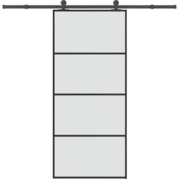 Interiérové dveře vidaXL Posuvné dveře s kováním 90x205 cm tvrzeného sklo a hliník [3332871] Barva: matt
