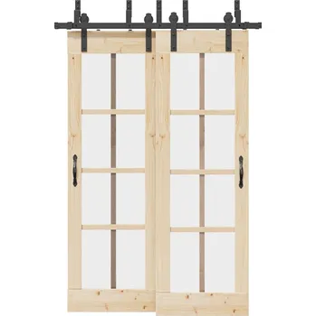 Tesařské kování vidaXL Sada příslušenství pro posuvné dveře 152,5 cm ocelová černá [3295723]