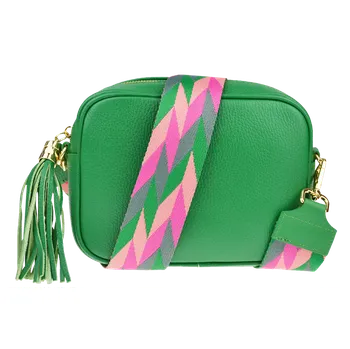 Kabelka NovaKabelka.cz Kožená italská crossbody kabelka Bala Verde s přídavným popruhem II
