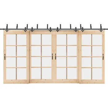 Tesařské kování vidaXL Sada příslušenství pro posuvné dveře 427 cm ocelová černá [3295756]