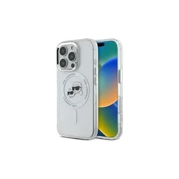 Pouzdro na mobilní telefon Karl Lagerfeld IML K&CH Heads Metal Frame MagSafe kryt pro iPhone 16 Pro Max čirý