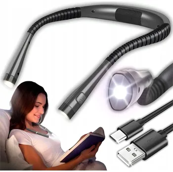 Lampička 2x LED lampička na čtení knih na krk, 3 barvy, AKUMULÁTOR, flexibilní