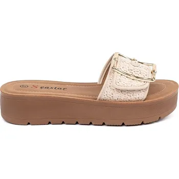 Dámské žabky Seastar Zajímavé dámské světle béžové nazouváky na platformě 38